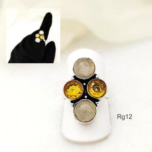 Gem Ring Natural Golden Rutile.Citrine 925 Silver